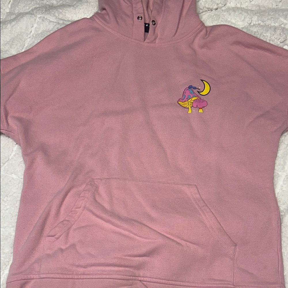 Pink Hooded Sweater with Embroidered Design